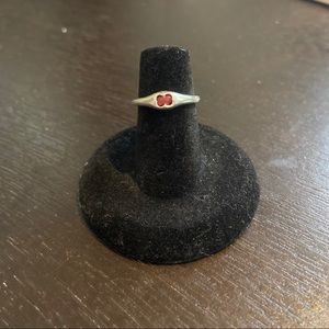 Small Dainty Red Orange Stone 925 Sterling Silver Ring Delicate Ring